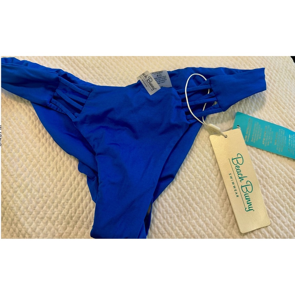 Beach Bunny Swimwear Bikini Bottoms XL Blue New With Tags Strappy Sexy‎